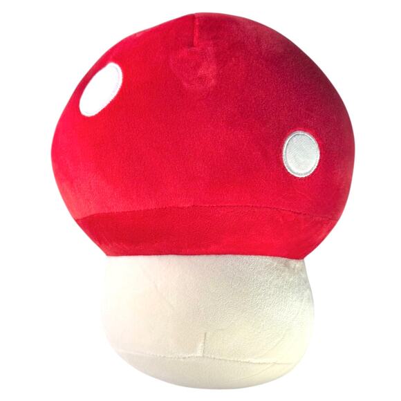 MUSHROOM Plush Pillow TOY 9.5" Red White Polka Dot Button Mushroom Pillow Soft - Picture 2 of 4